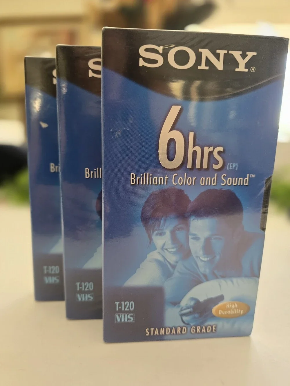 Sony T-120 VHS Blank Tape Standard Grade 6 Hrs VCR Video Record  Set 3 NWT*